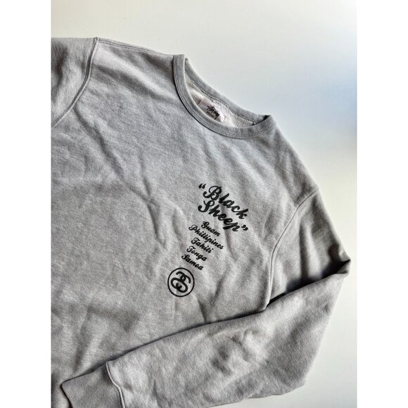 STUSSY Heather Grey Cotton Terry "Black Sheep" Relaxed Sweatshirt, Size M - Picture 4 of 15